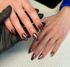 Burgundy Glazed Nails, Chrome Maroon Nails, Burgundy Nails Chrome, Cherry Mocha Chrome Nails, Chrome Burgundy Nails, Deep Red Chrome Nails, Maroon Chrome Nails, Burgundy Chrome Nails, 21st Birthday Nails