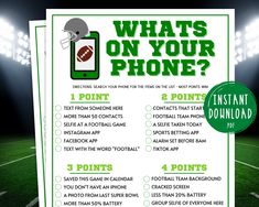 what's on your phone? football printable game day activity for kids and adults