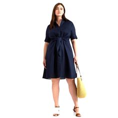 Ralph Lauren Tie Front Linen Shirt Dress Short Sleeve Navy Knee Length Nwot Light As Air Linen Brings A Breezy Look And Feel To This Iteration Of Lauren Ralph Lauren's Essential Shirtdress, While Charming Self-Tie Waist Adds To Its Easy Character. Still Online For $185. Fit And Flare Silhouette, Light, Point Collar, Concealed Buttoned Placket, Button Barrel Cuffs, Elbow Length Sleeves, Engraved Buttons, Black Label, Tie Waist, Back Yoke, 100% Linen. Condition: New Without Tags. Size: 16 Color: D Elegant Navy Shirt Dress For Spring, Chic Navy Shirt Dress For Spring, Elegant Navy Shirt Dress For Summer, Spring Navy Collared Dress, Navy Collared Dress For Spring, Navy Summer Dress For Workwear, Navy Knee-length Dress For Day Out, Navy Short Sleeve Office Dress, Shirt Dress Short