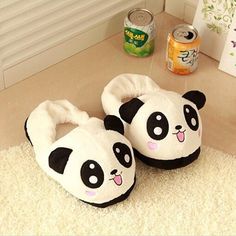 Panda Shoes Panda Slippers, Panda Shoes, Funny Panda, Panda Lindo, Panda Eyes, Kawaii Panda, Cute Slippers, Women Slippers, Soft Shoes