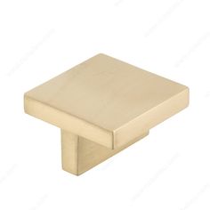 an image of a square knob in satin brass finish on a white background with clippings