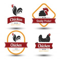 chicken logo templates with ribbons