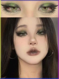 Makeup Tip, Cute Eye Makeup, Ethereal Makeup, Green Makeup, Eye Makeup Designs