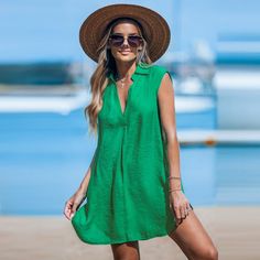 Bring some edge to your seaside look with the Raven V-Neck Mini Cover-Up. The V-neck design and mini length create a playful yet sophisticated silhouette, ideal for completing your beachside look. Product code: CAA07B3D062AA/CAA07B3D062RR,CAA07B3D062NN,CAA07B3D062ZZ,CAA07B3D062DE,CAA07B3D062RQ Green V-neck Mini Dress For Summer, Green V-neck Summer Mini Dress, Chic Mini Dress With Split Neck For Vacation, Green Split Neck Summer Dress, Chic Split Neck Mini Dress For Beach, Chic Split Neck Mini Dress For Vacation, Green Mini Dress Beach Cover-up For Beach Season, Green Mini Dress For Summer Beach, Green Mini Dress For Summer Beach Cover-up