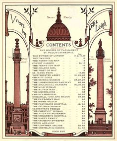 an old poster with the names of different places in it