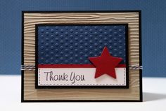 a thank you card with a red, white and blue star