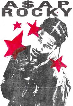 a poster with red stars on it that says asap rocky