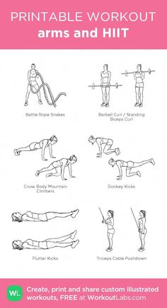 the printable workout for arms and hips