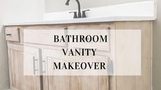 bathroom vanity makeover with text overlay