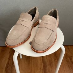 Brand New Without The Box, Suede Modern Beige Loafers For Business, Beige Moccasins For Business, Beige Plain Toe Business Loafers, Cushioned Footbed Loafers For Office, Beige Oxfords For Business, Beige Slip-on Dress Shoes For Business, Denim Jeans Fashion, Jeans Fashion, Shoes Loafers