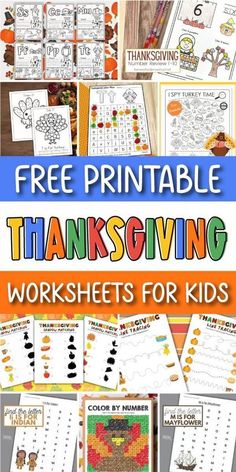 free printable thanksgiving worksheets for kids to help them learn how to write and color