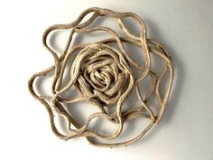 a piece of driftwood that has been made into a flower with roots in it