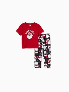 Festive matching pajamas for the whole family, with Santa Claus print and TEAM SANTA slogan, including a pet bandana.
* Please add each size separately to your shopping cart.
* Piece of product: Each size includes 1 set of pajamas (1 top+1 bottom), or 1 romper, or 1 pet bandana.
* For children's safety, pajamas should be snug-fitting or flame-resistant. These kids' and babies' pajamas are flame-resistant.
* Product features: Festive matching pajamas.
* Pockets on pants
* Fabric characteristics: Soft and comfortable pajamas.
* Neckline: Round neckline.
* Sleeves: Short sleeves.
* Style: Homey and festival
* Fit: Moderate fit.
* Length: Moderate length.
* Source of goods: Imported.
* Supplier: PatPat. Christmas Pajamas Family, Black Santa Claus, Matching Pajama Set, The Santa Claus, Comfy Blouse, Matching Pajama, Family Pajama Sets, Comfortable Pajamas, Pants Fabric