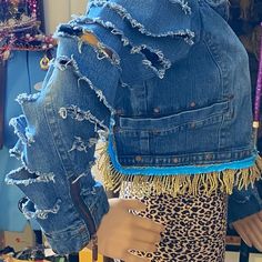 UNIQUELY ZI’VAH | Jackets & Coats | Distressed Remake Jacket | Poshmark Long Distressed Denim Jacket, Insulated Jeans, Trucker Jacket Women, Dark Wash Denim Jacket, Navy Denim Jacket, Gap Denim Jacket, Demin Jacket, Anthropologie Jeans, White Denim Jacket