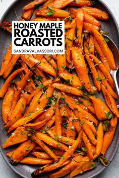 honey maple roasted carrots in a skillet