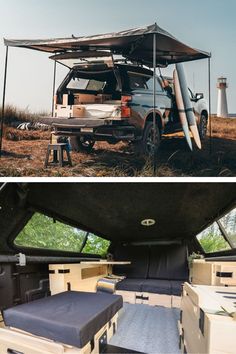 pickup truck exterior and pickup truck camper interior Truck Bed Camper Interior, Pickup Truck Bed Ideas, Truck Camper Interior, Homemade Truck Camper, Truck Builds, Pickup Trucks Camping, Camper Truck