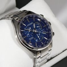 Analog Watches Men, Blue Dial Watch Men, Citizen Eco Drive Men, Citizen Watches For Men, Crystal Radio, Mens Watches Citizen, Silver Watches, Citizen Watches, Eco Drive Watches