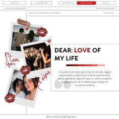 an image of a website page with pictures and words on the front, including two women's faces