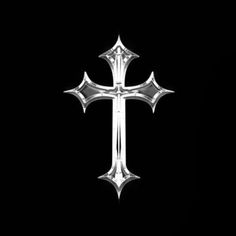 a white cross on a black background with the word jesus written in silver over it