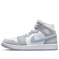 (WMNS) Air Jordan 1 Mid 'Wolf Grey Aluminum' BQ6472-105 Shoes  -  KICKS CREW Jordan 1 Mid Wolf Grey, Air Jordan 1 Mid Grey, Air Jordan 1 Mid Women, Doudoune The North Face, Air Jordan Mid, Jordan Mid, Jordan 1 Mid White, Wmns Air Jordan 1, Grey Jordans