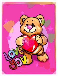 a teddy bear holding a heart with the word love you