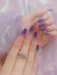 Multicolor  Collar  Plastic Ombre Color Nails Embellished   Beauty Tools Purple Nail, Really Cute Nails, Kawaii Nails, Dope Nails, Best Acrylic Nails, Purple Nails