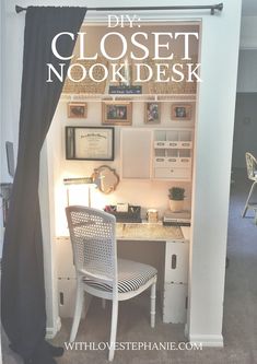 the front cover of a book with a desk and chair in it's corner