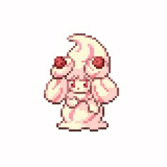 an animal pixellated in pink and white