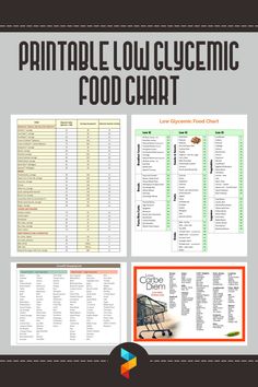 the printable low glycemic food chart