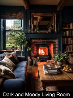 a living room filled with furniture and a fire place