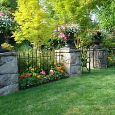 a garden with lots of flowers and trees