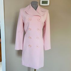 Ron Leal Pink Wool Double Breasted Coat S. Very Stylish And Cute. High Quality! In Like New Condition. Double Breasted Coat, Trench Coats, Double Breasted, Trench Coat, Jackets For Women, Jackets & Coats, Like New, Wool, High Quality