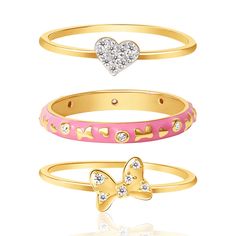 Disney Christmas Gifts, Disney Rings, Minnie Bow, Minnie Mouse Bow, Disney Gift, Bow Ring, Disney Jewelry, 7 Rings, Pink Enamel