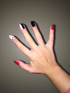 Cruela Nails, Cruelly Deville Nails, Cruella Inspired Nails, Cruella Nail Designs, Cruella Nail Art, Cruella Deville Nails, Cruella Nails, Dalmatian Nails, Cruella Makeup