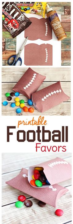 the football favors are made out of paper and candy