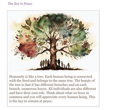 an image of a tree with people on it and the words human is like a tree each human being is connected with the trees that it has different branches