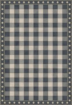 a gray and white checkered area rug