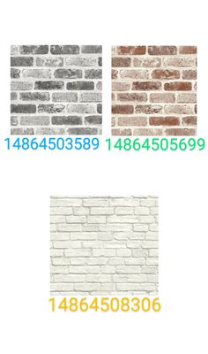 the brick wall is shown in three different colors and sizes, with numbers on each side