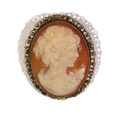 "Size: 1.59\" x 1.3\" Signed: 925" Ornate Oval Carved Brooches, Ornate Carved Oval Brooches, Carved Brooches For Formal Occasions, Collectible Cabochon Brooches, Cameo Brooches For Wedding, Oval Brooches For Formal Occasions, Ornate Cameo Brooches For Anniversary, Ornate Cameo Brooch For Anniversary, Ornate Carved Collectible Brooches