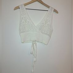 Nwot Never Worn Jolie & Joy M Cream White Crochet Bralette Crop With Corset Tie Back Crocheted Knit Sweater Croptop Beach Coverup Cotton Blend High Quality Never Worn Very Soft Smoke Free Home. Make An Offer! Bundle To Save On Shipping! I Usually Ship Within 24 Hours (During The Week!) White Knit V-neck Crop Top, Elegant White Crop Top For Vacation, Elegant White Crop Top For Beach, Summer Cream Knit Crop Top, Cream Knit Crop Top For Summer, Corset Tie Back, Joy White, Crochet Bralette, White Crochet