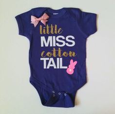 Little Miss Cotton Tail - Easter - Girls Onesuit - Body Suit - Onesuit - Ruffles with Love - Baby Clothing - RWL Kids Baby Boy Easter Outfit Infants, Easter Onesie, Baby Boy Easter, Baby Easter Outfit, Boys Easter Outfit, Easter Shirts, Baby Easter