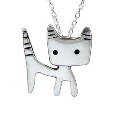 Sterling Silver Tom Cat Charm Necklace – Mark Poulin Jewelry Silver Novelty Necklace For Gift, Cat Design Pendant Charm Necklaces For Gift, Sterling Silver Novelty Necklace For Gift, Adjustable Silver Necklace With Cat Design, Silver Novelty Charm Necklace For Gift, Novelty Silver Charm Necklace For Gift, Cat Charm Necklace, Kitty Style, Tom Cat