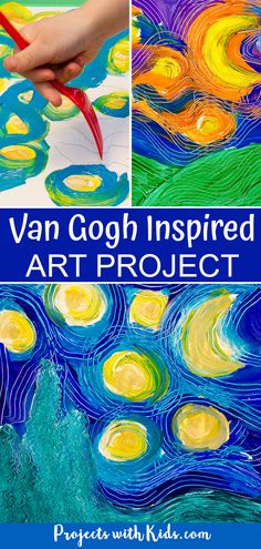 the van gogh inspired art project is an easy way to learn how to paint with kids