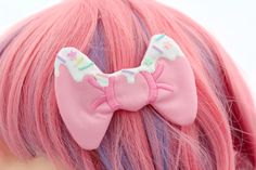 "I LOVE my frosted hair bows for girls. They are so cute to wear and make a whimsical addition to any outfit. Use these accessories for an instant update on just about any hair style! ♥ Set Of 2 Clips ♥ Measures approx. 3.5\" across x 1.5\" high ♥ Designed by & exclusive to Kawaii Hair Candy ♥ Made in the USA ♥ Intended for use by adults only We hope you wear these with every piece of clothing you own!" Playful Bow Headband Hair Accessory, Playful Bow Hair Accessories For Gift, Pink Cat Ears Hair Accessories With Matching Headband, Pink Cat Ears Hair Accessories, Cute Multicolor Hair Accessories For Party, Playful Pink Hair Accessories Gift, Playful Pink Hair Accessories For Gifts, Playful Pink Hair Accessories For Gift, Playful Pink Hair Accessories As Gift