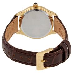 This stylish Seiko quartz watch is the perfect accessory for any Instagram occasion. A gold-toned case pairs beautifully with its premium brown leather strap, and the pristine white dial with Roman numeral markers provides effortless elegance. Water resistant and scratch resistant sapphire crystal ensure it holds up to your active lifestyle. At under 30mm, its petite yet polished look will complement any outfit in your feed. Quality craftsmanship and Swiss quartz precision make it a watch to be Timeless Brown Watches With Polished Finish, Timeless Brown Watch With Polished Finish, Modern Gold Leather Watch Accessories, Classic Brown Watch Accessories With Diamond Hour Markers, Yellow Gold Watches With Metal Dial And Leather Band, Yellow Gold Watches With Metal Dial And Leather Strap, Yellow Gold Leather Watches With Polished Finish, Yellow Gold Leather Watch With Metal Dial, Yellow Gold Leather Watch With Polished Finish