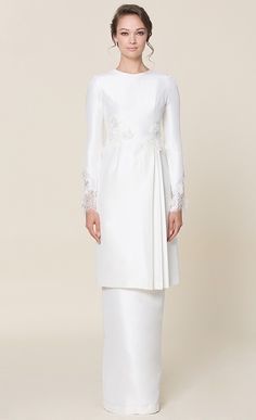 nh by NURITA HARITH étoile - LILY Kurung in White | FashionValet Dress Outfits White, Nurita Harith, Skirt Outfits Ideas, Hijab Gown