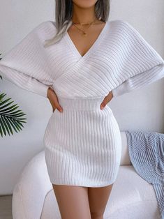 44299110383833|44299110416601|44299110449369 Giacca In Tweed, Bodycon Sweater, Bodycon Sweater Dress, Dolman Sleeve Sweater, Mini Robes, Ribbed Dress, Spring Sweater, Sweater Dress Women, Mini Sweater Dress