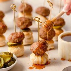 mini meatball sliders with pickles and mustard