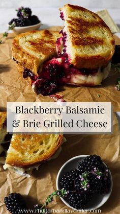 blackberry balsamic and brie grilled cheese sandwich with berries on the side