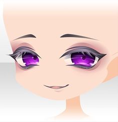 a woman's face with purple eyes